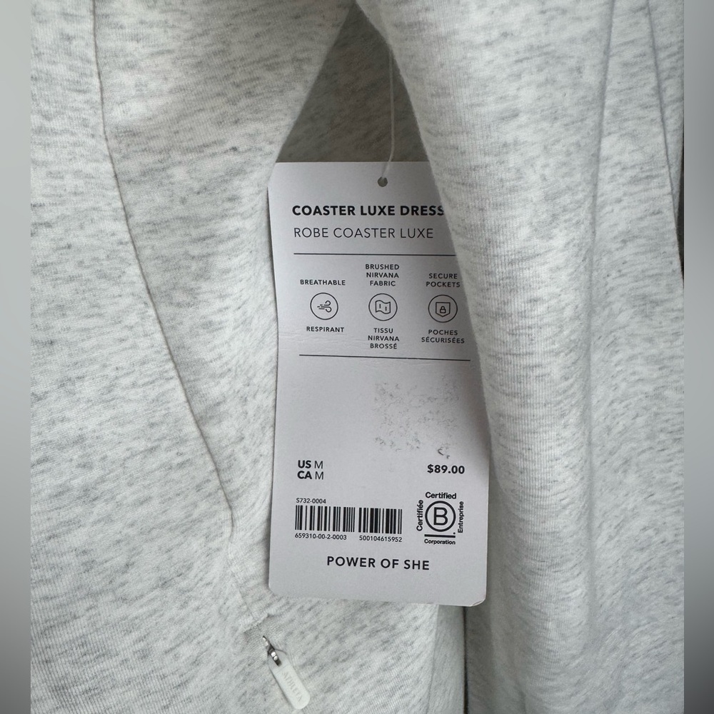 Athleta Coaster Luxe Sweatshirt Dress‎ Fog Grey Sweater Medium NWT - Picture 5 of 7